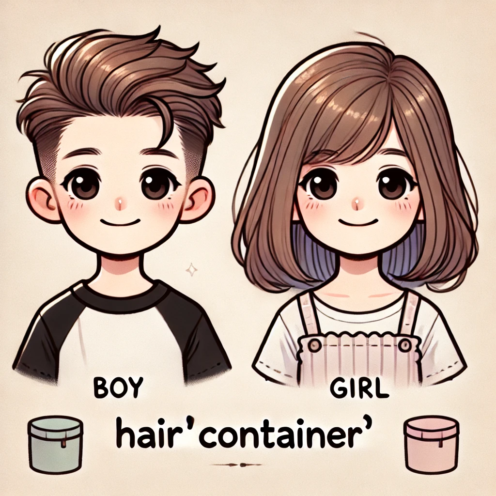 DALL·E 2025-02-14 23.56.39 - A cute and trendy children's hairstyle for both a boy and a girl. The boy has short, neatly styled hair with a bit of a fade on the sides, and the gir